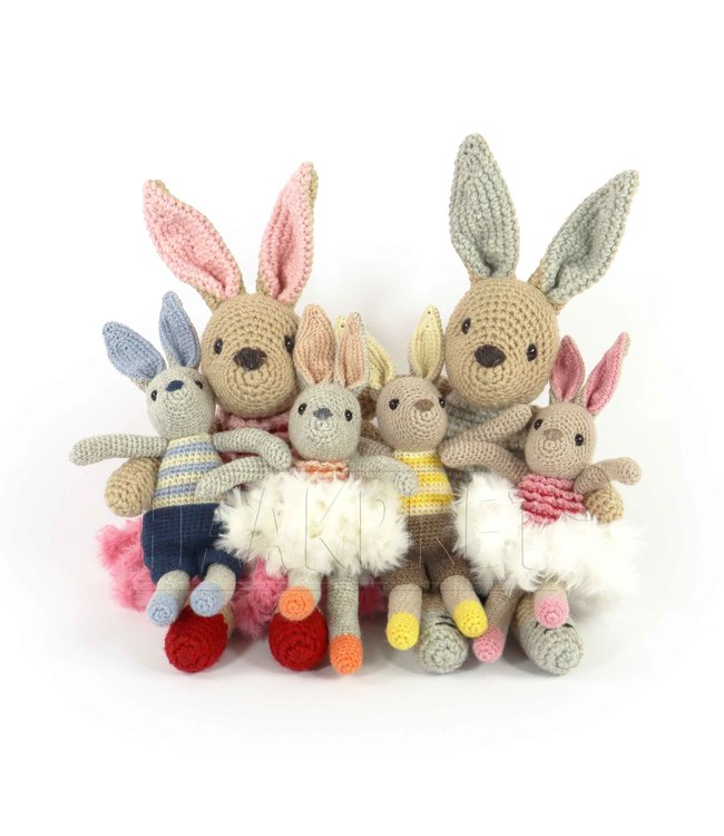 Haakpret Familie Konijn met deelbaar ei - description du crochet néerlandais A5