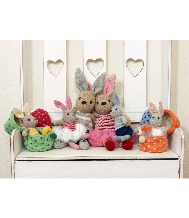 Haakpret Familie Konijn met deelbaar ei - Niederländische Häkelanleitung A5