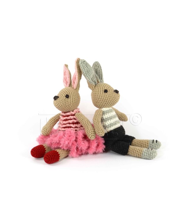 Haakpret Familie Konijn met deelbaar ei - description du crochet néerlandais A5