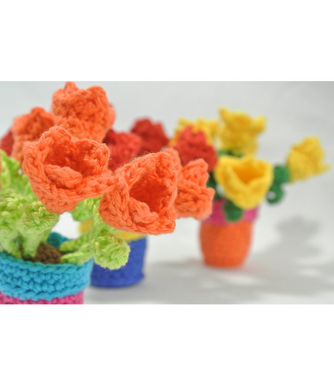 Haakpret Pot de fleur avec petites fleurs