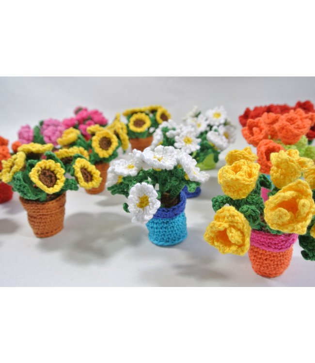 Haakpret Pot de fleur avec petites fleurs