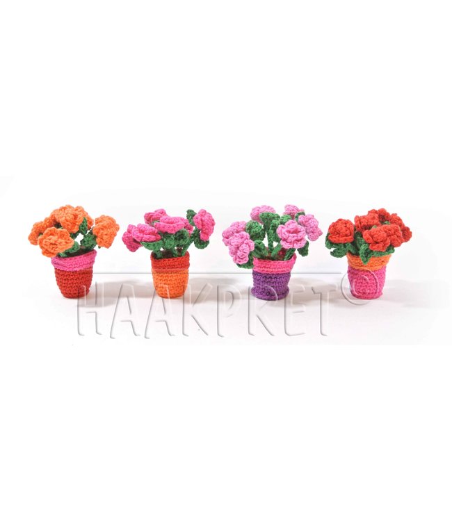 Haakpret Pot de fleur avec petites fleurs