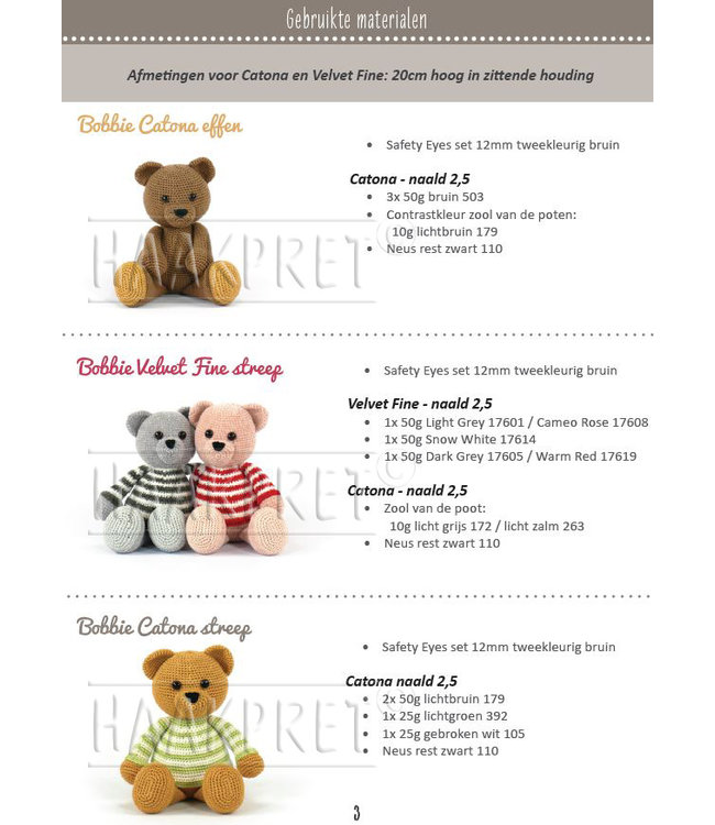 Haakpret Bobbie Beer - description du crochet néerlandais A5