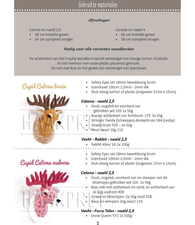 Haakpret Cupid trophy wandbord description du crochet néerlandais A5 - Néerlandais