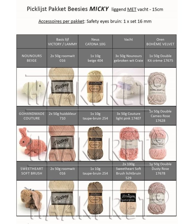 Haakpret Konijn Micky A5