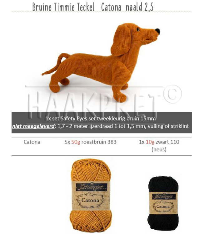 Haakpret Stellen Sie sich zusammen: Timmie Teckel bruin