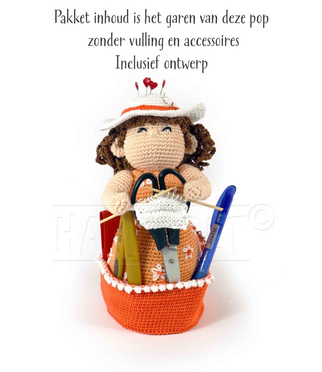 Haakpret Yarn package Crea Bea summer orange including design (Dutch)