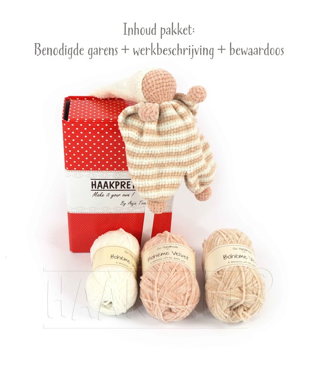 Haakpret Yarn package Sabbeltje ecru including design (Dutch)