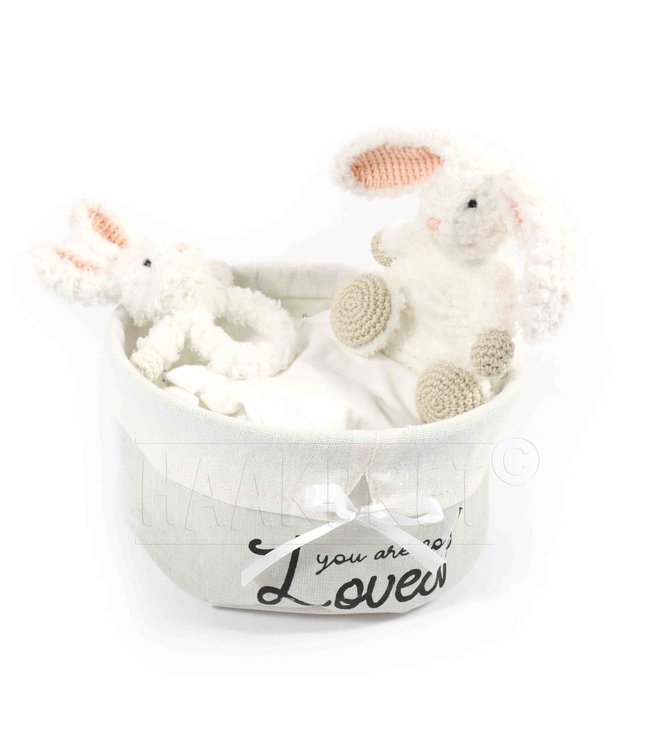 Haakpret Babyknuffel en rammelaar  - Konijn A5 (Néerlandais)   - Anja Toonen