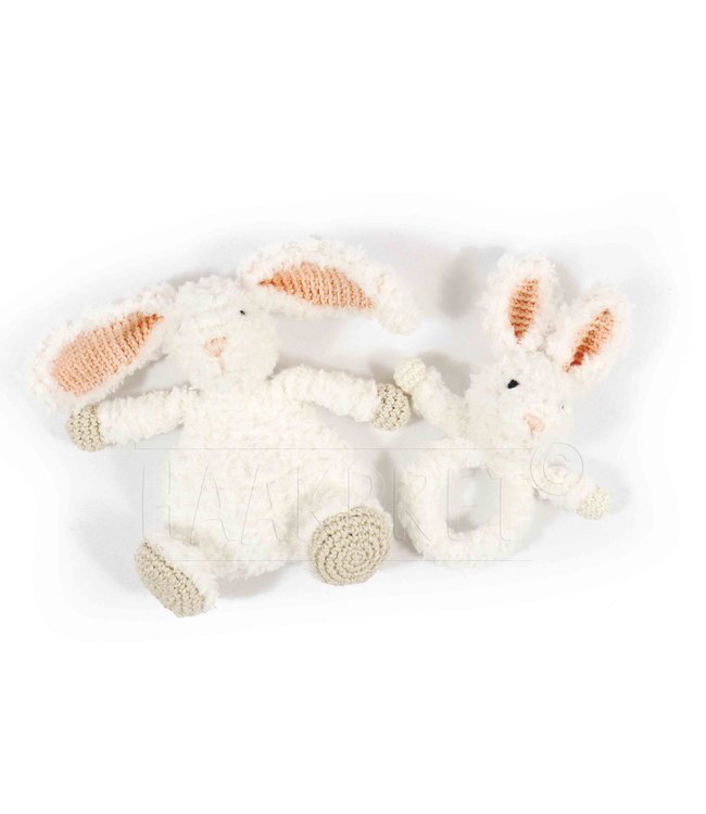 Haakpret Babyknuffel en rammelaar  - Konijn A5 werkbeschrijving - Anja Toonen