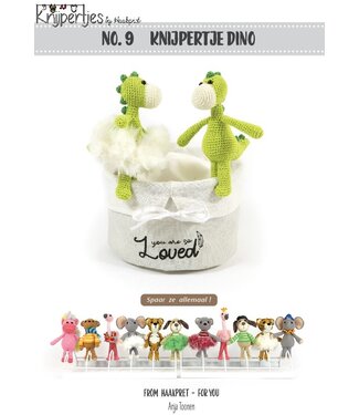 Haakpret Nr. 9 Knijpertje Dinosaure - description du crochet néerlandais A5