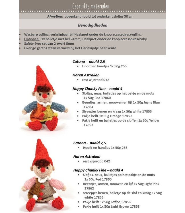 Haakpret Harlekijntje - Design A5 (Dutch)  - Anja Toonen