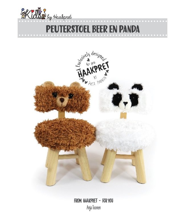 Haakpret Peuterstoel beer en panda  - A5 Häkelanleitung(Niederländisch) - Anja Toonen