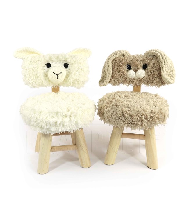 Haakpret Peuterstoel schaap en konijn - A5 werkbeschrijving - Anja Toonen