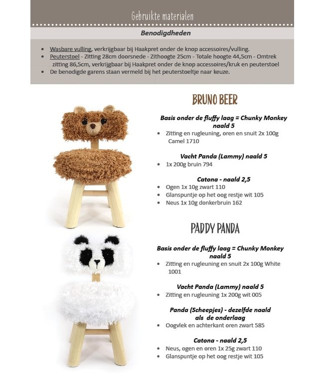 Haakpret Paquet de fil peuterstoel Panda - avec motif (néerlandais uniquement)