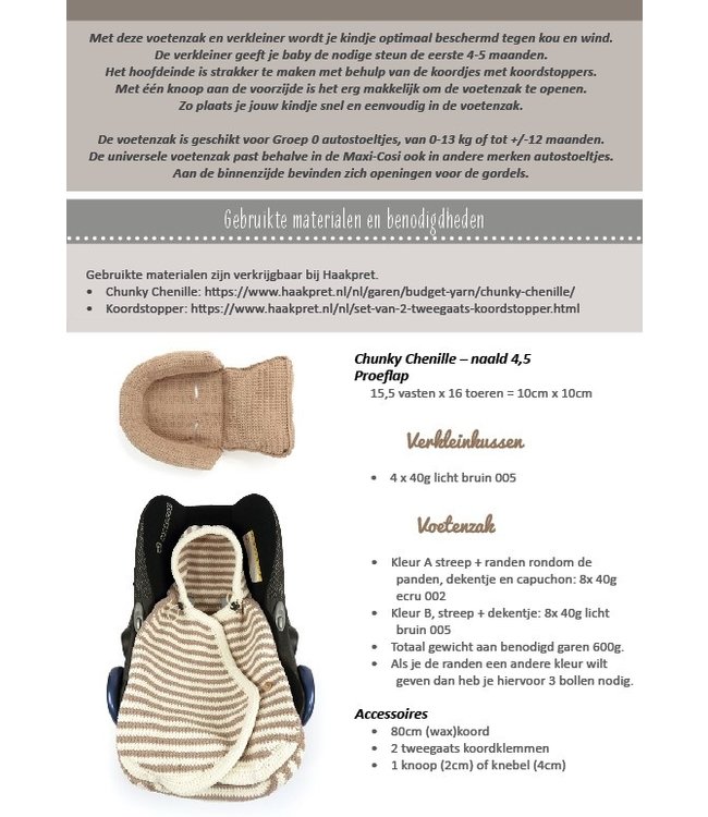 Haakpret Maxi Cosi voetenzak en verkleiner  - A5 (Néerlandais)   - Anja Toonen