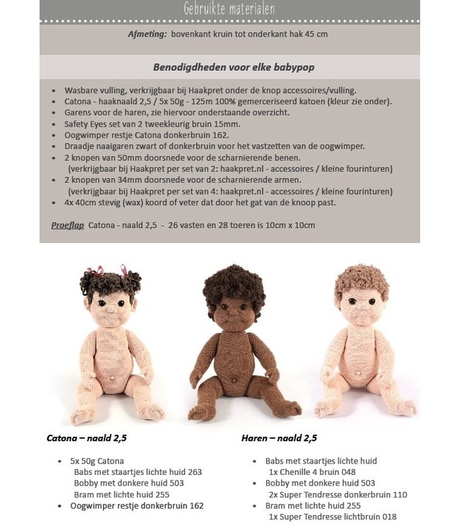 Haakpret Babypop - Häkelanleitung A5 (Niederländisch)  - Anja Toonen