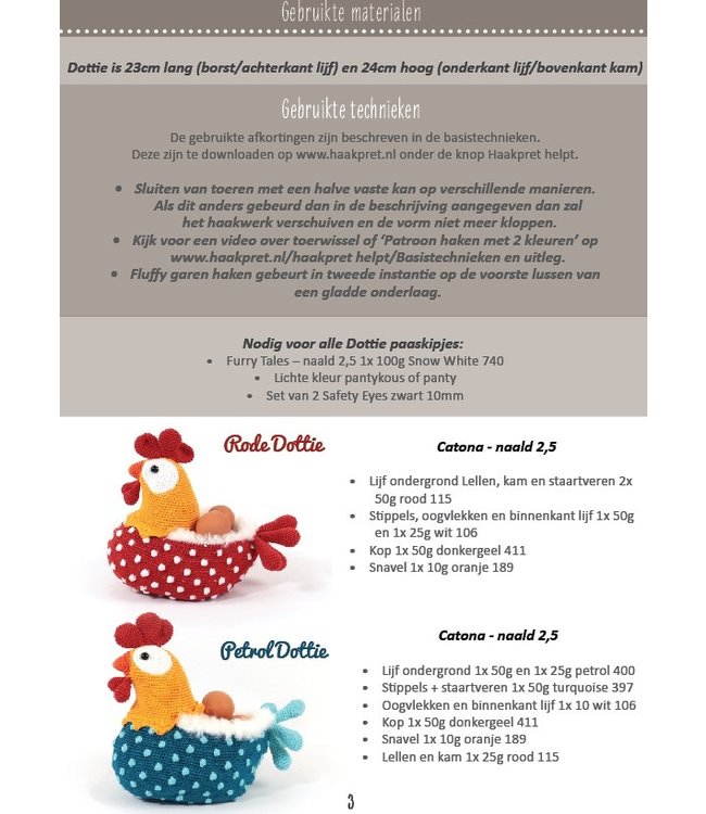Haakpret Dottie the Easter chicken -  Design A5 (Dutch)   - Anja Toonen