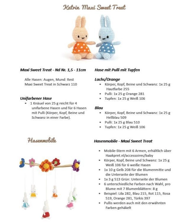 Haakpret Kuschelhase und Mobile -  Design A5 (German)   - Anja Toonen