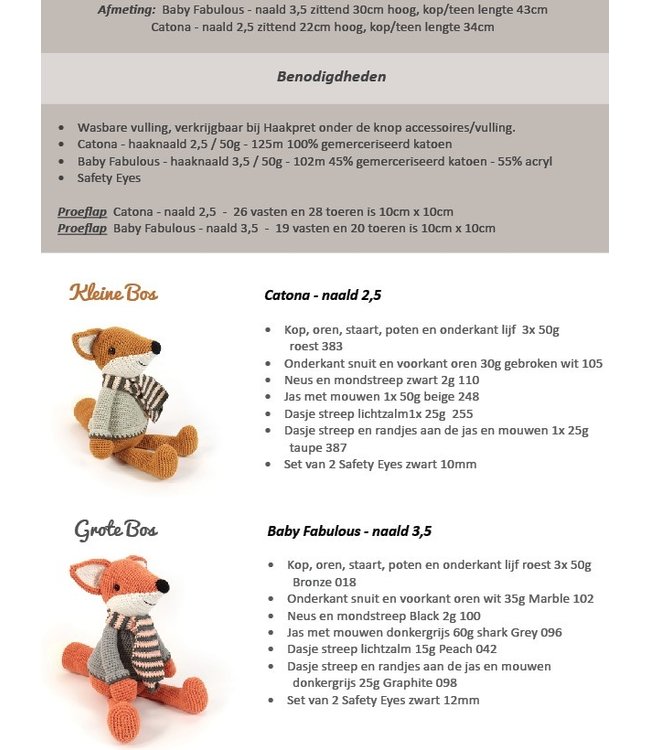 Haakpret Bos de Vos -  Design A5 (Dutch)   - Anja Toonen