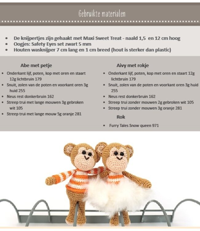 Haakpret Nr. 17 Knijpertje Singe - description du crochet néerlandais A5