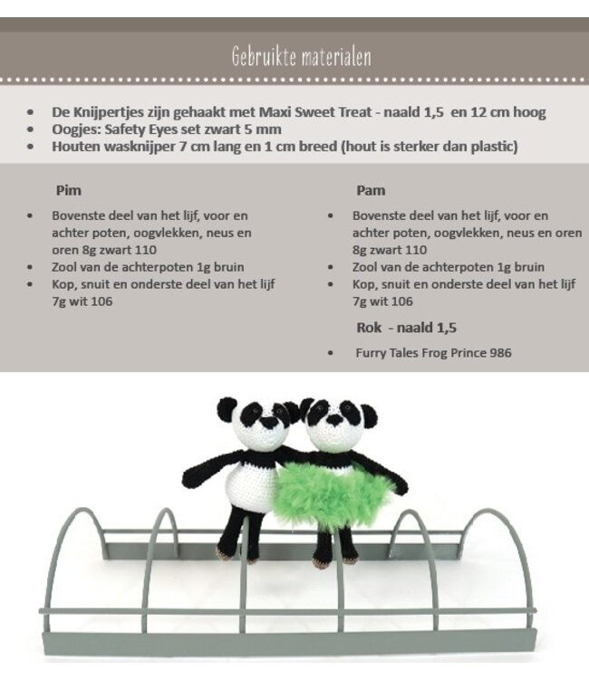 Haakpret Nr. 16 Knijpertje Panda - description du crochet néerlandais A5