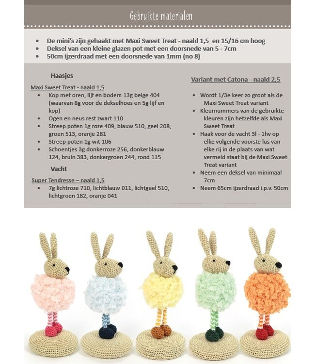 Haakpret Mini beesies Haasje - Häkelanleitung A5 (Niederländisch)  - Anja Toonen
