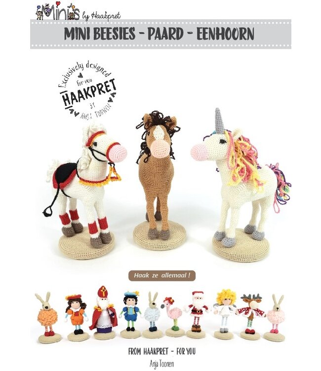 Haakpret Mini Beesie (Sint)Paard/Eenhoorn  - A5 (Néerlandais)   - Anja Toonen