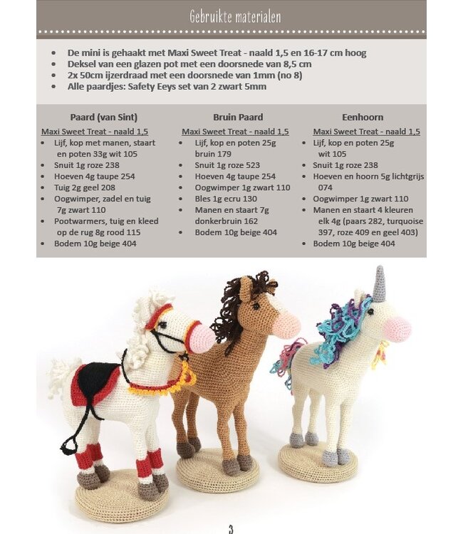 Haakpret Mini Beesie (Sint)Paard/Eenhoorn -  Design A5 (Dutch)   - Anja Toonen