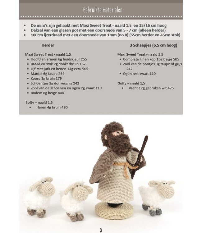 Haakpret Mini mensjes Herder met schaapjes - Häkelanleitung A5 (Niederländisch)  - Anja Toonen