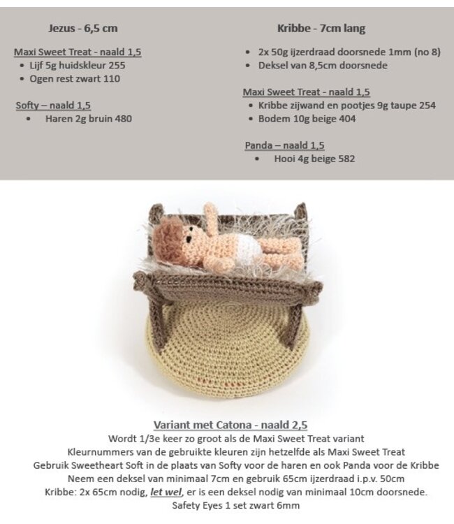 Haakpret Mini mensjes Maria Jozef Jezus en de kribbe -  A5 werkbeschrijving - Anja Toonen