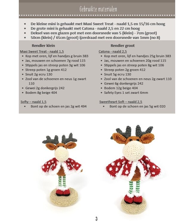 Haakpret Mini beesies Rendier - Häkelanleitung A5 (Niederländisch)  - Anja Toonen