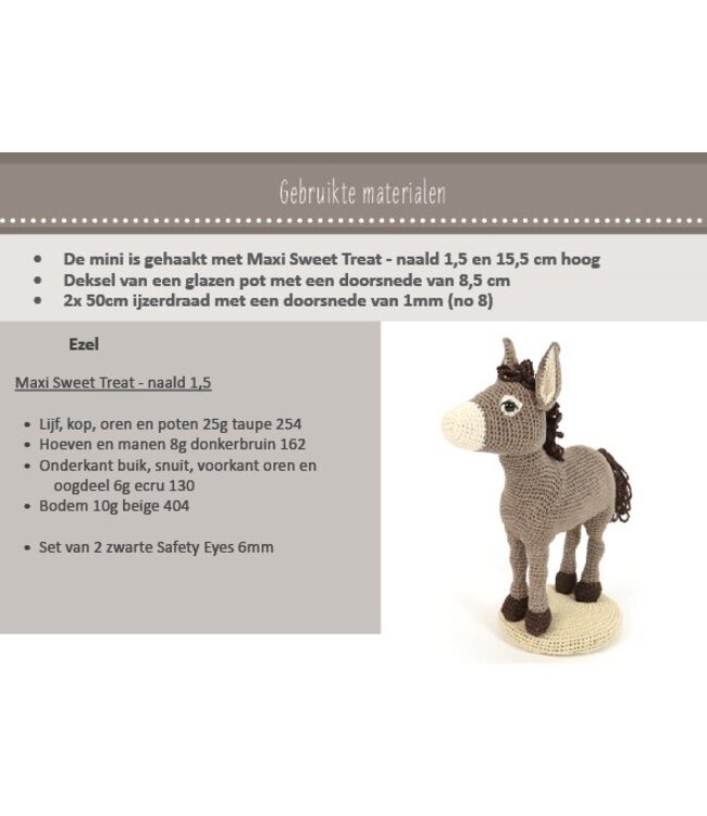 Haakpret Mini beesies Ezel - Häkelanleitung A5 (Niederländisch)  - Anja Toonen