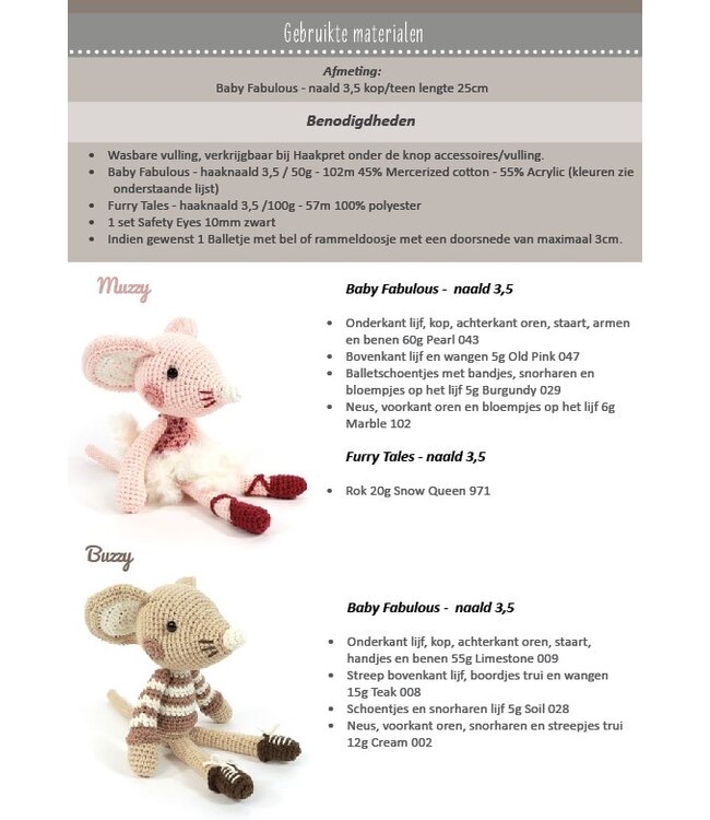 Haakpret Muisjes Muzzy en Buzzy  -  Design A5 (Dutch)   - Anja Toonen
