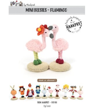 Haakpret Mini beesies Flamingo -  Design A5 (Dutch)   - Anja Toonen