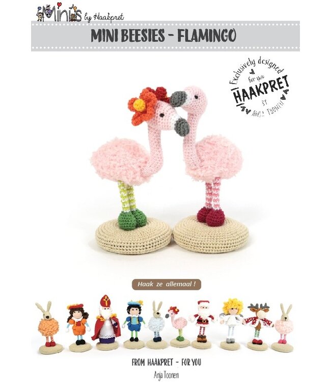 Haakpret Mini beesies Flamingo -  A5 werkbeschrijving - Anja Toonen