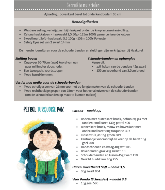 Haakpret Piet Rugzak -  A5 werkbeschrijving - Anja Toonen