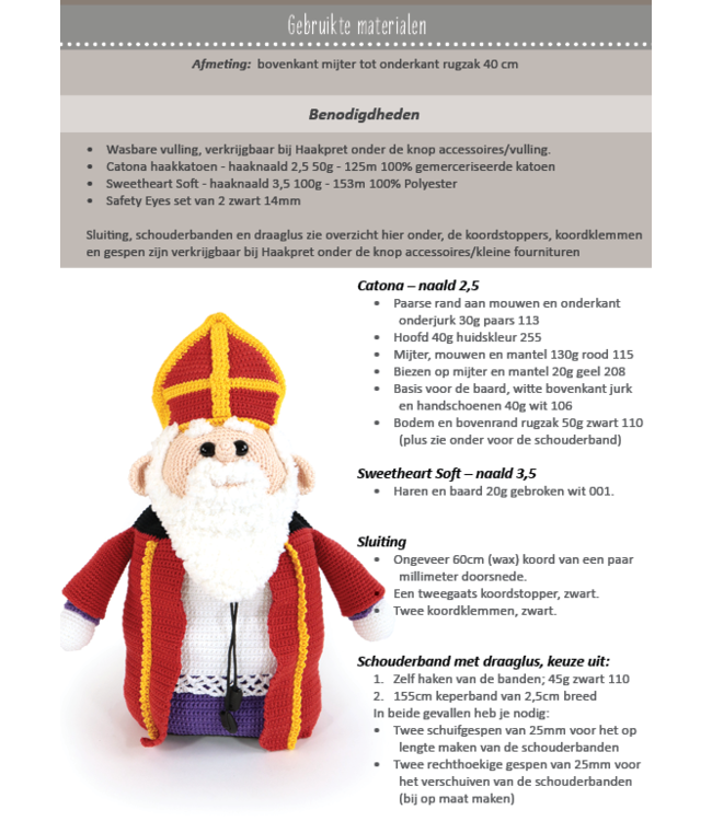 Haakpret Sinterklaas Rugzak  -  Design A5 (Dutch)   - Anja Toonen