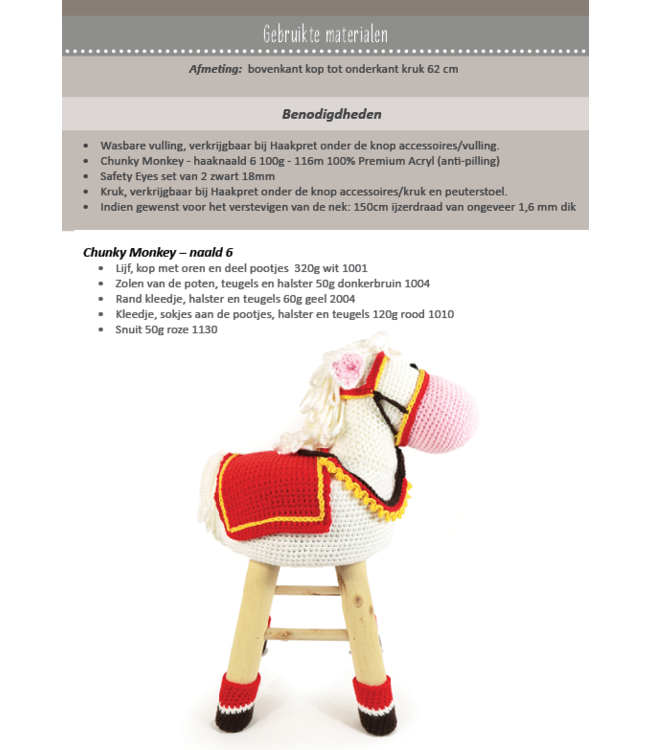 Haakpret Paard van Sinterklaas kruk  -  Design A5 (Dutch)   - Anja Toonen