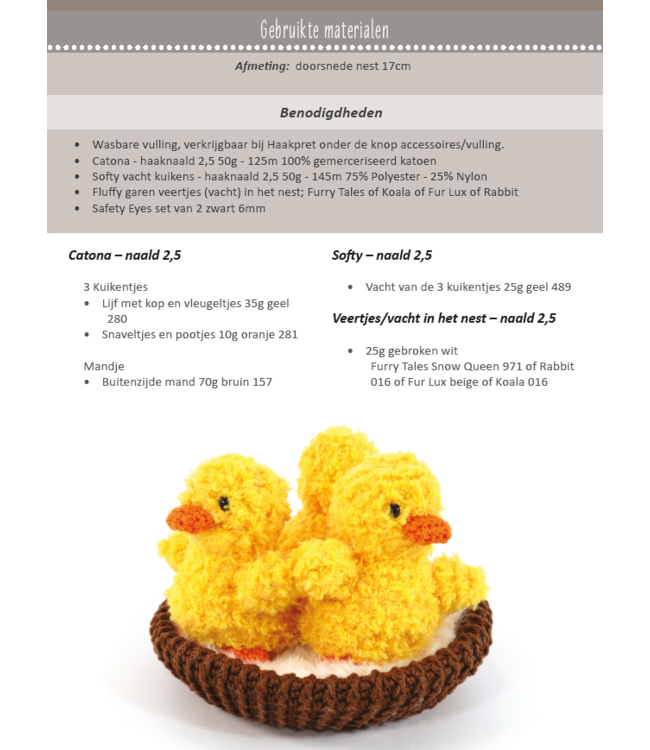 Haakpret Kuikentjes op het nest  - Häkelanleitung A5 (Niederländisch)  - Anja Toonen