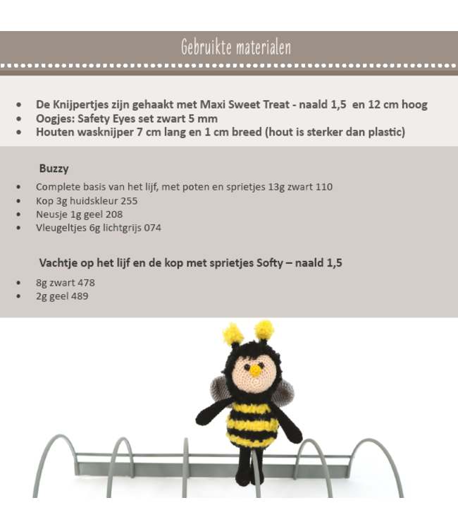 Haakpret Nr. 14 Knijpertje Bee- Dutch crochet description A5
