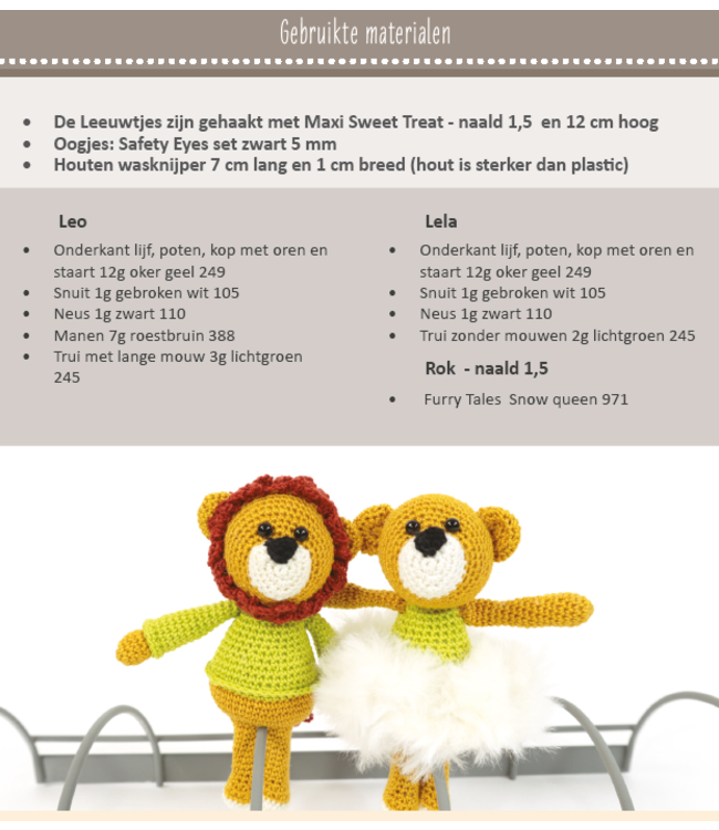 Haakpret Nr. 13 Knijpertje Lion - description du crochet néerlandais A5
