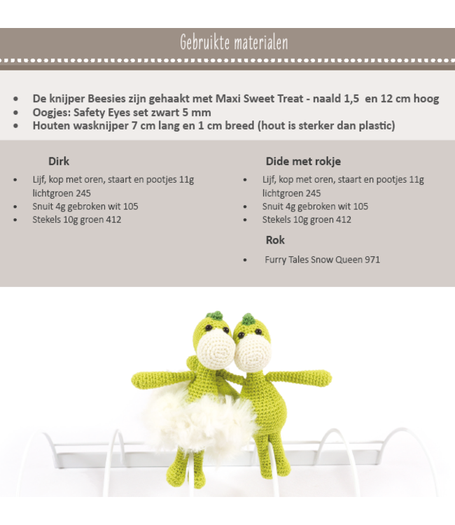 Haakpret Nr. 9 Knijpertje Dinosaur - Dutch crochet description A5