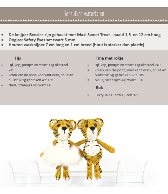 Haakpret Nr. 7 Knijpertje Tijger - werkbeschrijving A5 - Nederlands