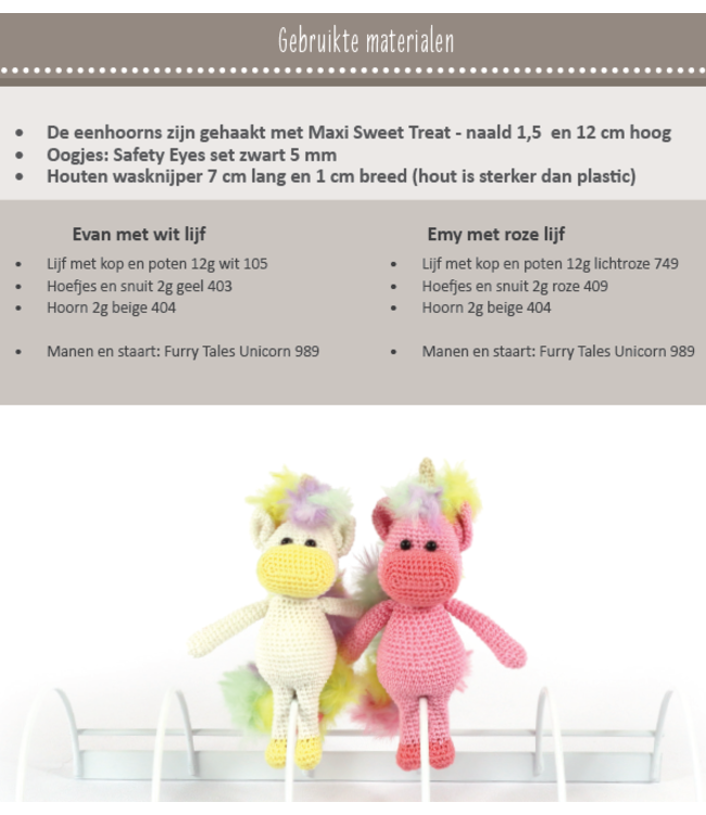 Haakpret Nr. 5 Knijpertje Eenhoorn - description du crochet néerlandais A5