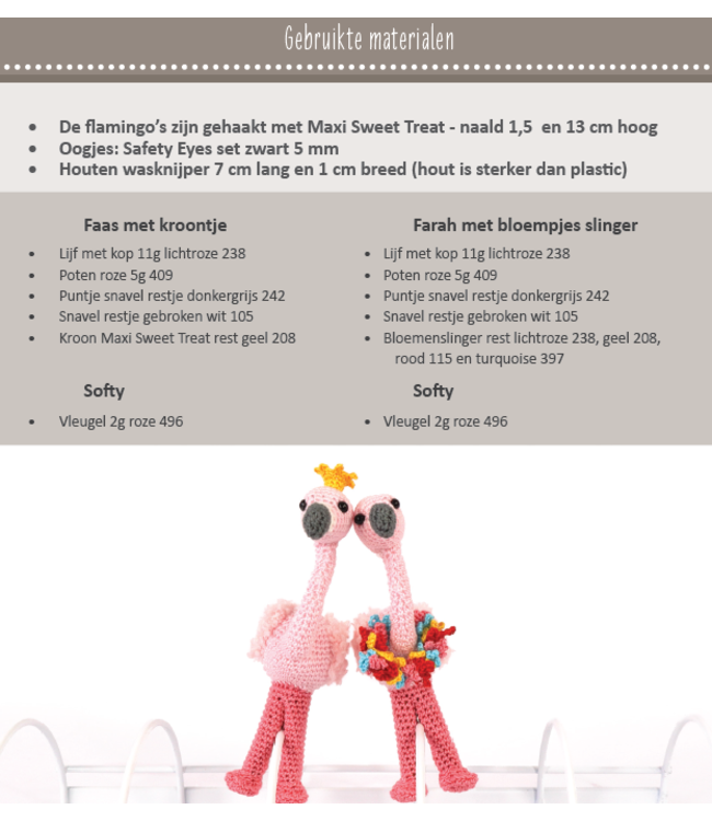 Haakpret Nr. 2 Knijpertje Flamingo - Dutch crochet description A5