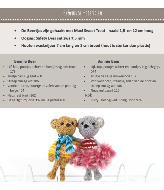 Haakpret Nr. 1 Knijpertje Beer - description du crochet néerlandais A5