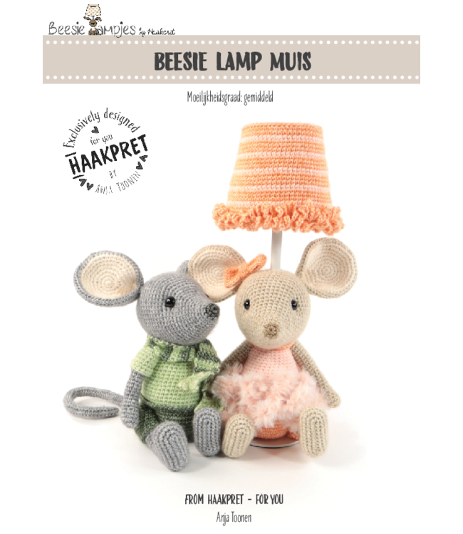 Haakpret Maus Tischlampe  - Häkelanleitung A5 (Niederländisch)  - Anja Toonen