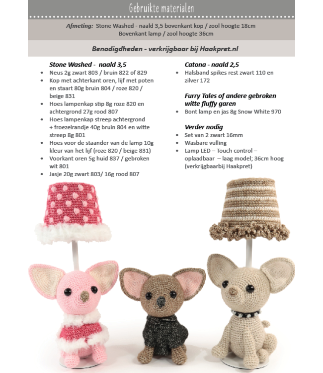 Haakpret Chihuahua table lamp -  Design A5 (Dutch)   - Anja Toonen