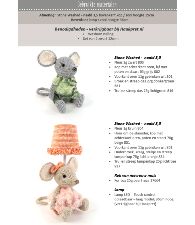 Haakpret Maus Tischlampe  - Häkelanleitung A5 (Niederländisch)  - Anja Toonen
